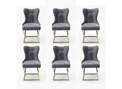 Stijlvolle eetkamer 6x stoelen Luxe fauteuil Stoel grijs Fauteuil Woonkamermeubels nieuw