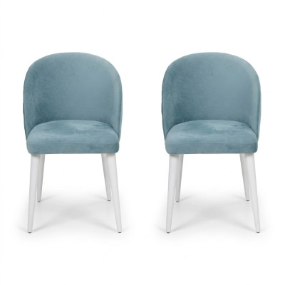 Moderne eetkamer hout 2x stoelen blauw zonder armleuning Nieuw design gestoffeerde stoel