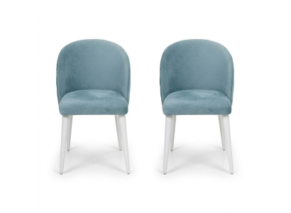 Moderne eetkamer hout 2x stoelen blauw zonder armleuning Nieuw design gestoffeerde stoel