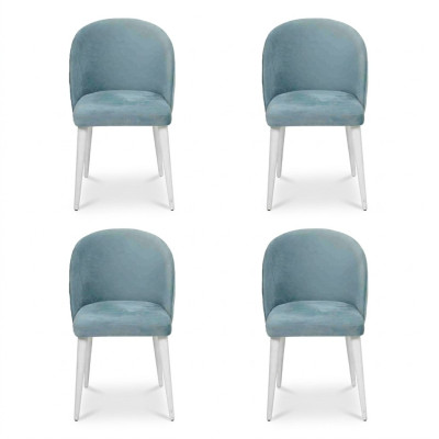 Moderne eetkamer houten 4 stoelen blauw zonder armleuning nieuw design gestoffeerde stoel
