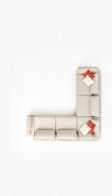 Hoekbank L-vorm Beige Woonkamer Ontwerp Bank Meubels Gestoffeerde Bank 317 x 312
