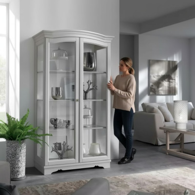 Vitrine kast massief hout dressoir vitrine massief woonkamer meubels hout
