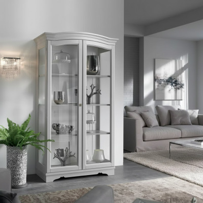 Vitrine kast massief hout dressoir vitrine massief woonkamer meubels hout