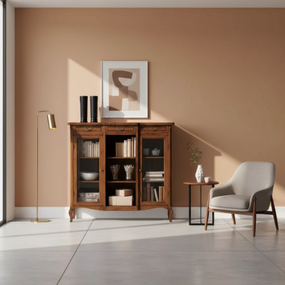 Ontwerper luxe houten vitrinekast design dressoir Italiaanse meubels