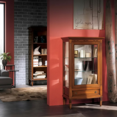 Massief houten vitrinekast glazen kast vitrine woonkamer meubels dressoir nieuw