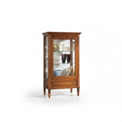 Massief houten vitrinekast glazen kast vitrine woonkamer meubels dressoir nieuw