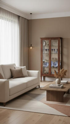 Vitrine glazen kast bruin woonkamer hout dressoir luxe meubels Italië.