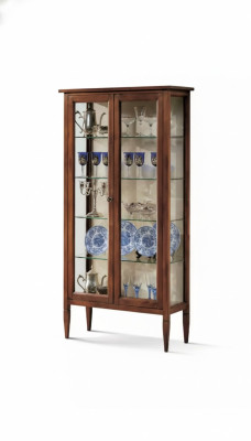 Vitrine glazen kast bruin woonkamer hout dressoir luxe meubels Italië.