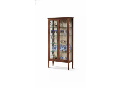Vitrine glazen kast bruin woonkamer hout dressoir luxe meubels Italië.