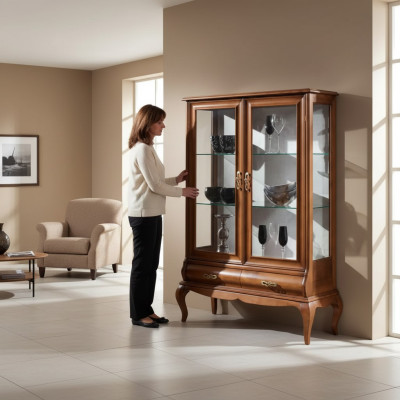 Luxury Houten Vitrine Kast Ontwerp Bruin Italiaanse Meubels Kast Nieuw