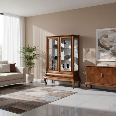 Luxury Houten Vitrine Kast Ontwerp Bruin Italiaanse Meubels Kast Nieuw