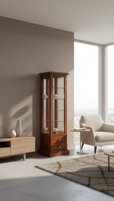 Vitrine glazen kast massief hout vitrine woonkamer meubels dressoir nieuw