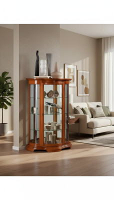 Vitrine kast Plank Woonkamer Dressoir Klassieke meubels Planken Hout