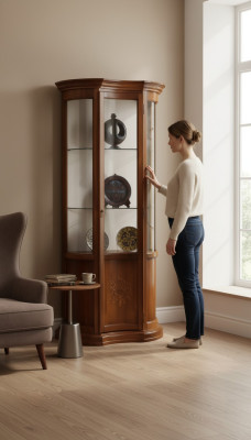 Kast Bruin Hout Ontwerp Meubels Vitrine Dressoir Vitrine Luxe Glas Nieuw