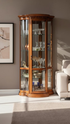Kasten Houten vitrinekast Glas Kast Echt hout Woonkamer meubels Dressoir