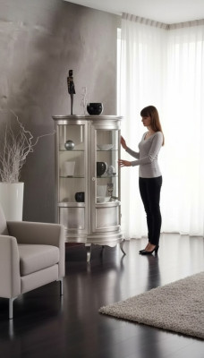 Ontwerp meubels hout Klassieke vitrinekast Plank Italiaanse meubels