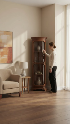 Eckvitrine Woonkamer meubels Dressoir Houten vitrinekast Bruin Nieuw