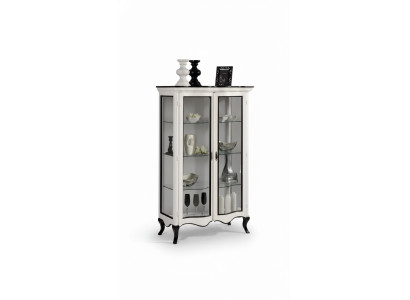 Woonkamer meubels dressoir hout vitrines glazen kast massief houten vitrine