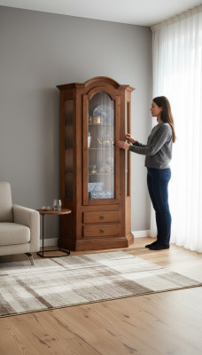 Kast Vitrine Meubels Hout Luxe Glas Kast Hout Plank Woonkamer