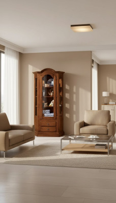 Kast Vitrine Meubels Hout Luxe Glas Kast Hout Plank Woonkamer