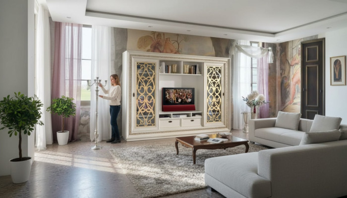 TV-meubel Massief hout Modern TV-kast Woonkamerwand Echt hout Nieuw