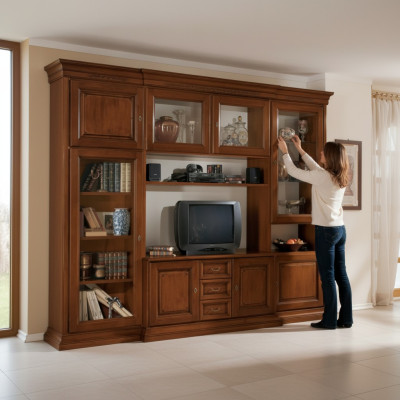 Woonkamer meubels woonkast klassiek Italiaanse stijl houten meubels nieuw