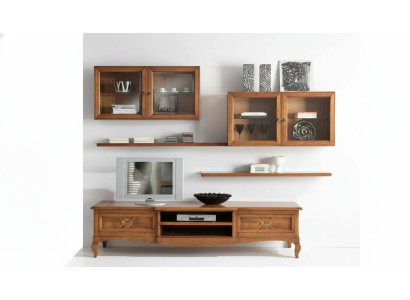 Ontwerper woonkamer 4x bruine wandkasten laag dressoir 7-delige woonwand nieuw