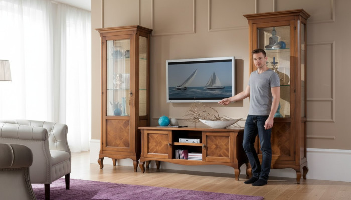 Woonkamer tv-standaard 2x vitrine 3-delig. Nieuwe woonkamerset ontwerper.