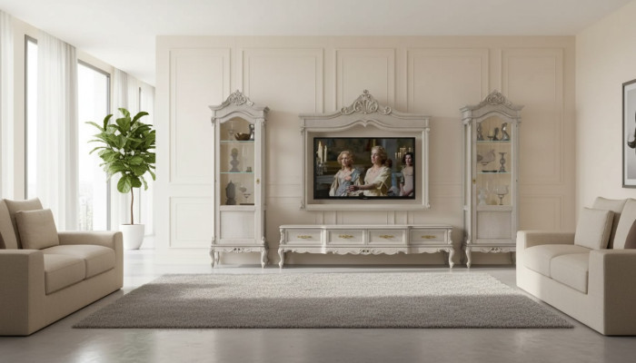 Groep RTV Lage tv-standaard Grijs Woonkamerset 4-delige woonwand Nieuw