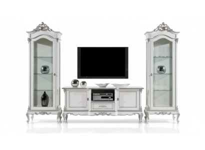 Woonkamerset wandplank tv-standaard woonwand 2x vitrine ontwerp 3-delig nieuw.