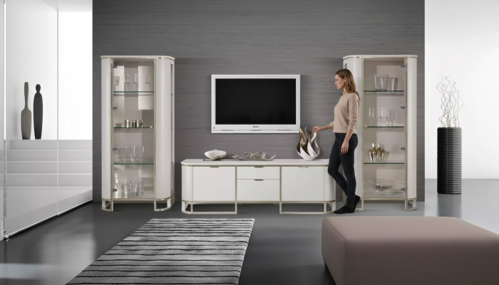 Wandmeubel set 3-delig. Woonkamer 2x vitrine TV-standaard Klassiek loungeset