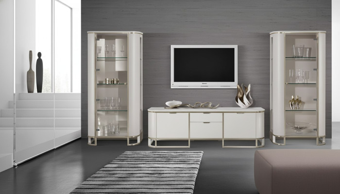 Wandmeubel set 3-delig. Woonkamer 2x vitrine TV-standaard Klassiek loungeset