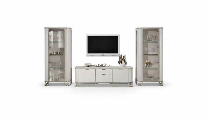 Wandmeubel set 3-delig. Woonkamer 2x vitrine TV-standaard Klassiek loungeset