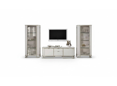 Wandmeubel set 3-delig. Woonkamer 2x vitrine TV-standaard Klassiek loungeset