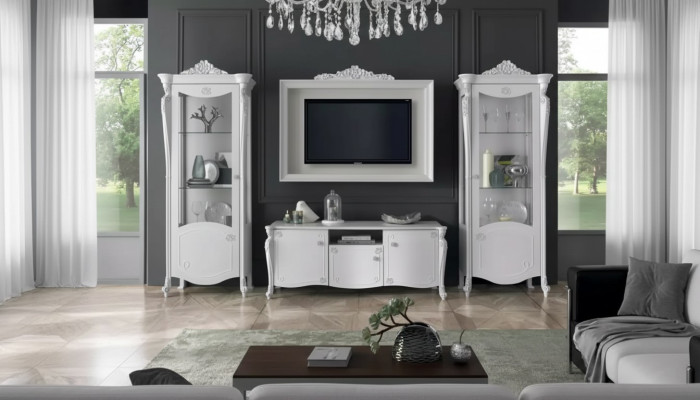 Wandmeubel Wit Stijl Design Tv-meubel TV-frame Glas Kast rtv tv Nieuw