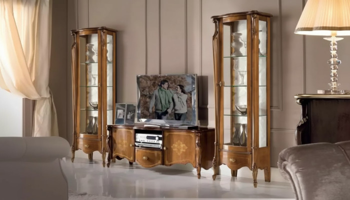 Wandmeubel woonkamer set vitrinekast planken set 2x vitrinekast wand nieuw