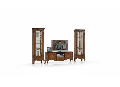 Wandmeubel woonkamer set vitrinekast planken set 2x vitrinekast wand nieuw
