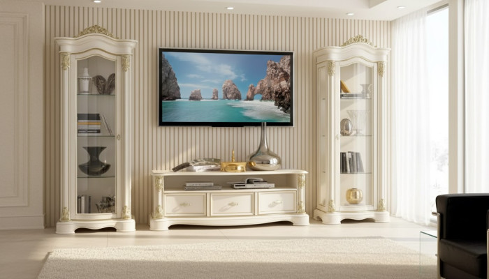 Woonkamer RTV vitrine dressoir commode kast groep XXL set 3-delig. Woonkamer RTV vitrine dressoir commode kast groep XXL set van 3 stuks.