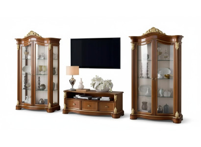 Woonwand Vitrine Console Wandsysteem Glasvitrines Woonkamer Bruin