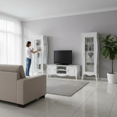 Woonkamer TV-meubel 2x vitrinekast Luxe woonkamer wit wandmeubel