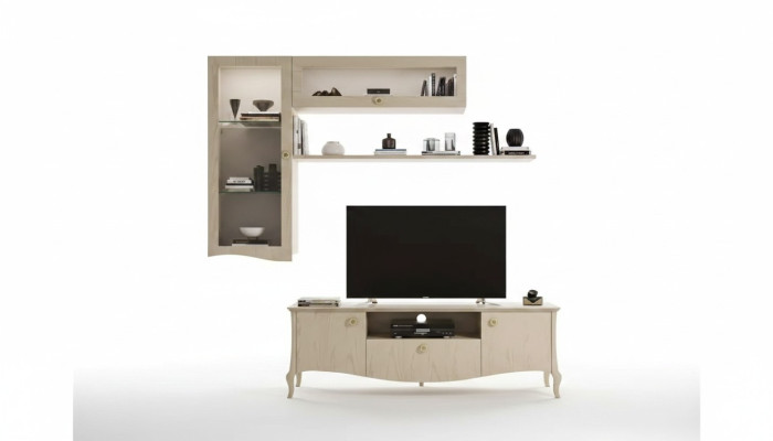 Luxe tv-stand woonkamer tv Lowboard wandplanken Beige woonwand Nieuw