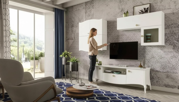 Luxe tv-standaard voor de woonkamer rtv Lowboard dressoir wandmeubel wit Nieuw