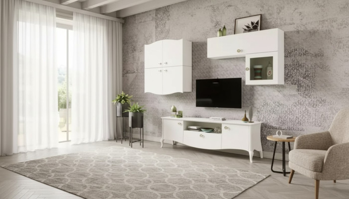 Luxe tv-standaard voor de woonkamer rtv Lowboard dressoir wandmeubel wit Nieuw