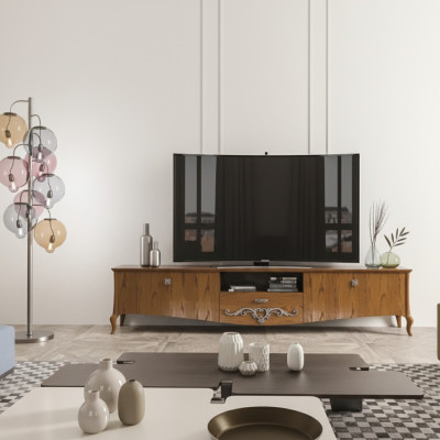TV-standaard rtv Woonkamer Designrek Bruin Hout Lowboard Italië Nieuw