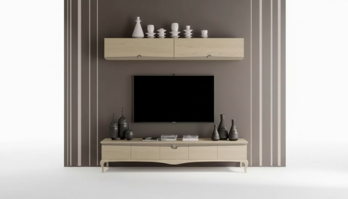 TV-standaard muurrek houten tafel muurrek beige klassiek design nieuw
