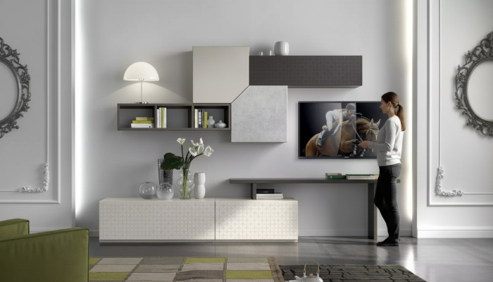 TV-kast Italiaanse meubelen Woonkamer Luxe dressoir Woonkamerwand Hout