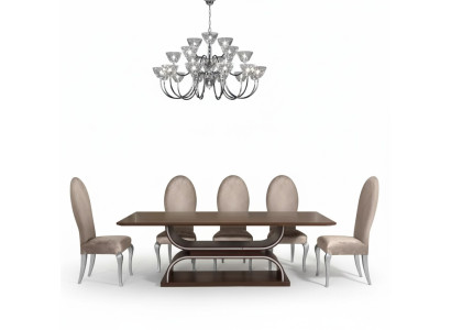Compleet set eettafel 6x stoelen eetkamerset eetgroep houten tafel 7-delige