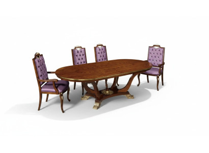 Eettafel 4x stoelen Klassieke eetkamerset 5-dlg. Set Ovaal Tafel