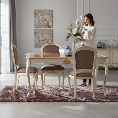 Eettafel Eetkamer Tafel 5-delig 4x stoelen Set Eetgroep Klassiek Nieuw