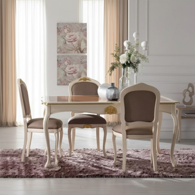 Eettafel Eetkamer Tafel 5-delig 4x stoelen Set Eetgroep Klassiek Nieuw